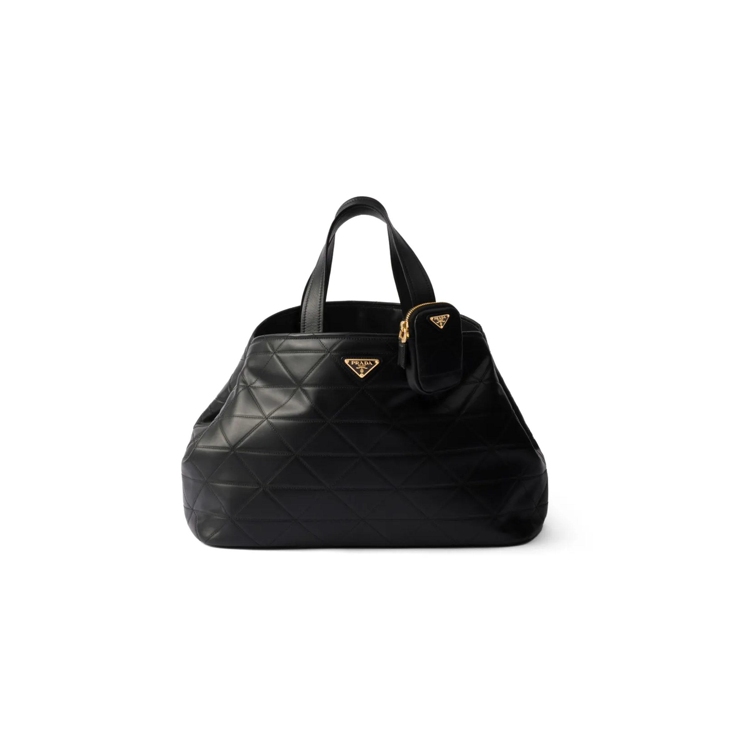 Pra*a large leather tote bag with stitching 1bg547 (38*25*17.5cm)